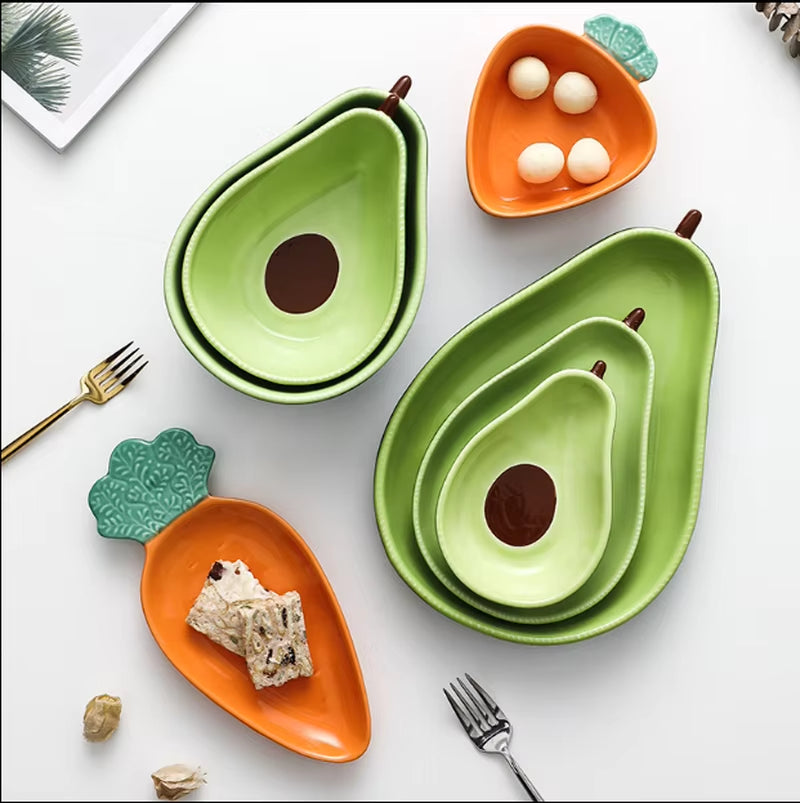 Avocado Shape Ceramic Dish for Fruit, Salad, Snacks & Soup – 6.5 Inch