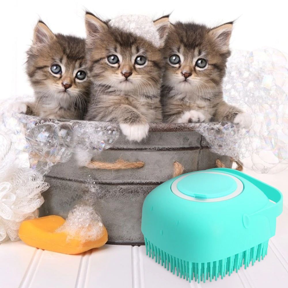 Pet Bath Massage Brush – Soft Silicone Shampoo Grooming Brush