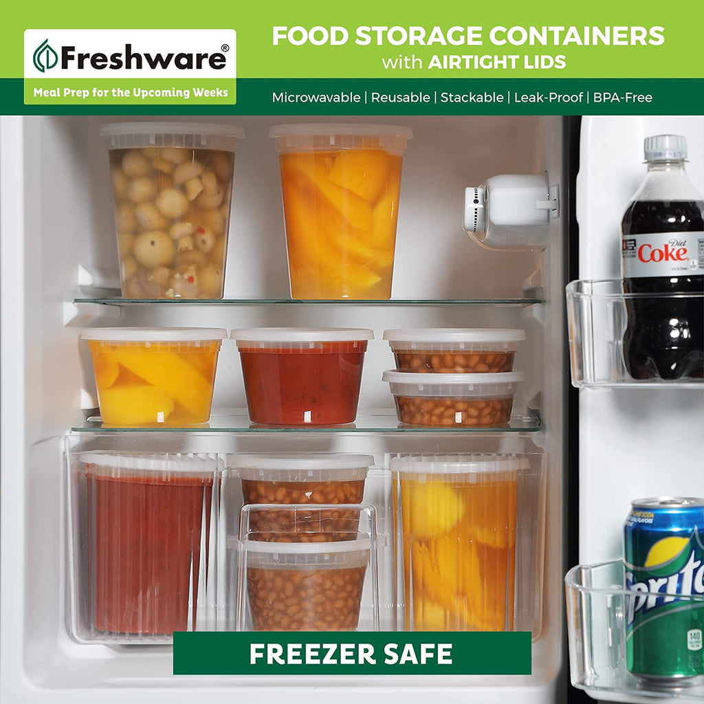 Plastic Food Storage Containers with Secure Lids, 8 oz, 40-Pack – Black