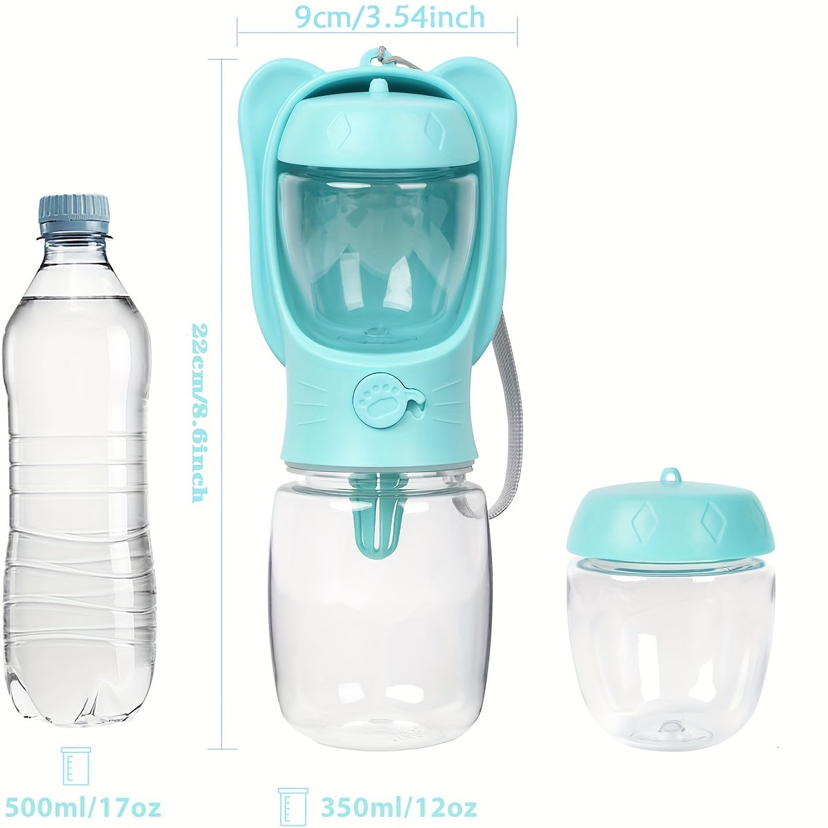 Portable Dog Water Bottle & Food Container – Leak-Proof Travel Dispenser for Pets