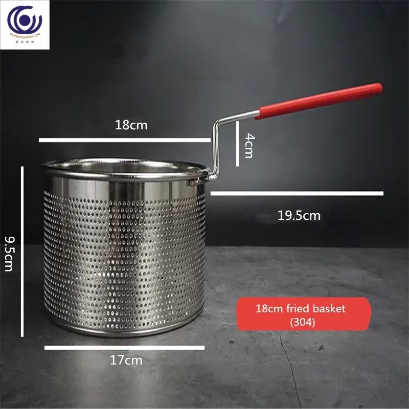 Stainless Steel Noodle Scoop with Long Handle for Boiling & Frying