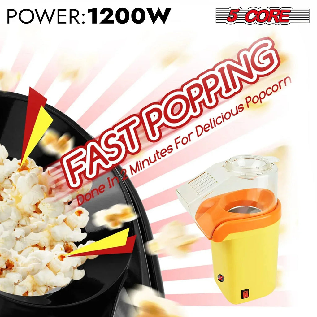 Portable Mini Hot Air Popcorn Maker, 16 Cups – Yellow Finish