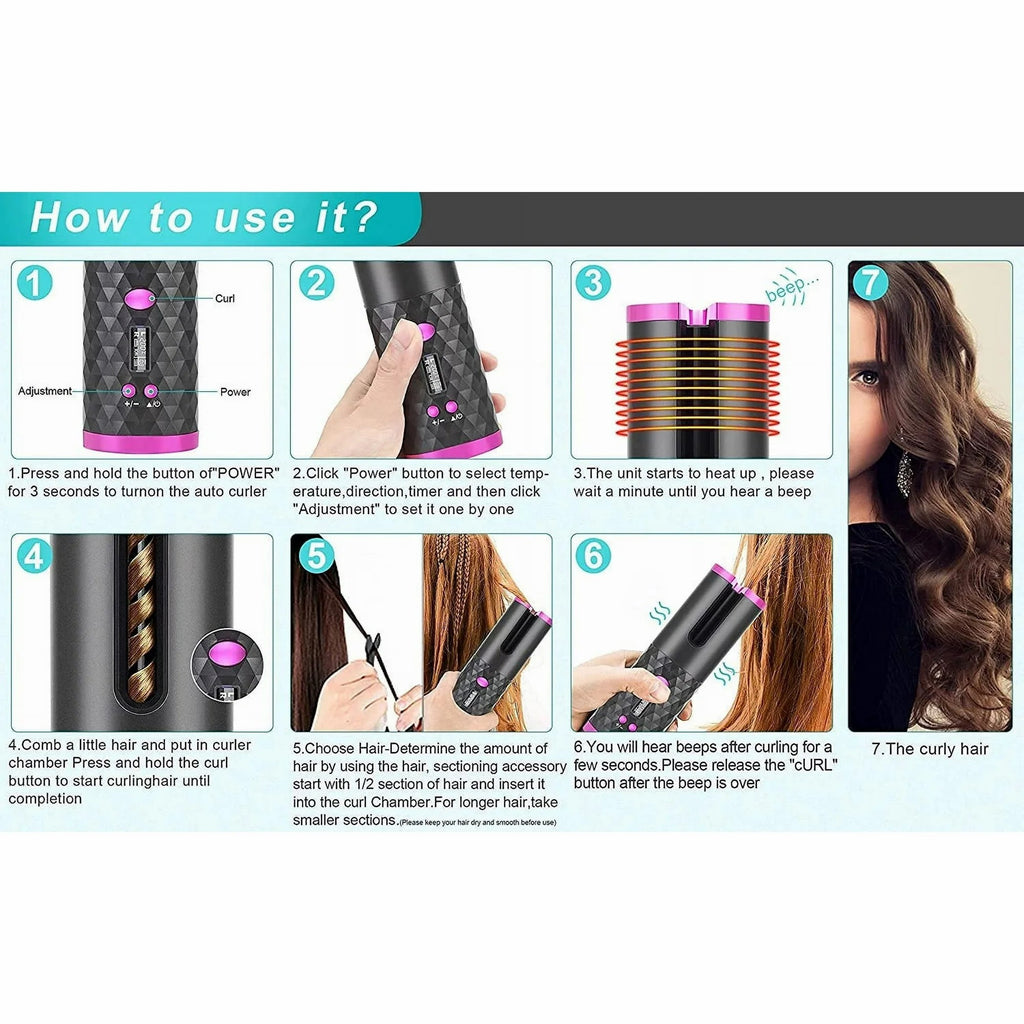 Wireless Automatic Hair Curler – USB Rechargeable