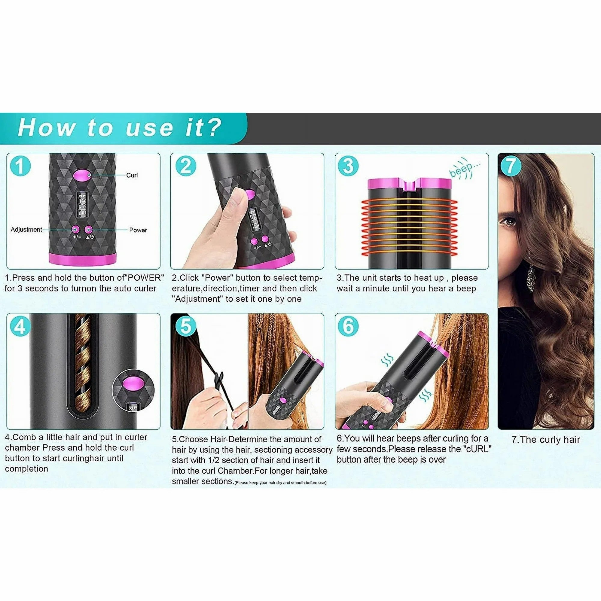Wireless Automatic Hair Curler – USB Rechargeable