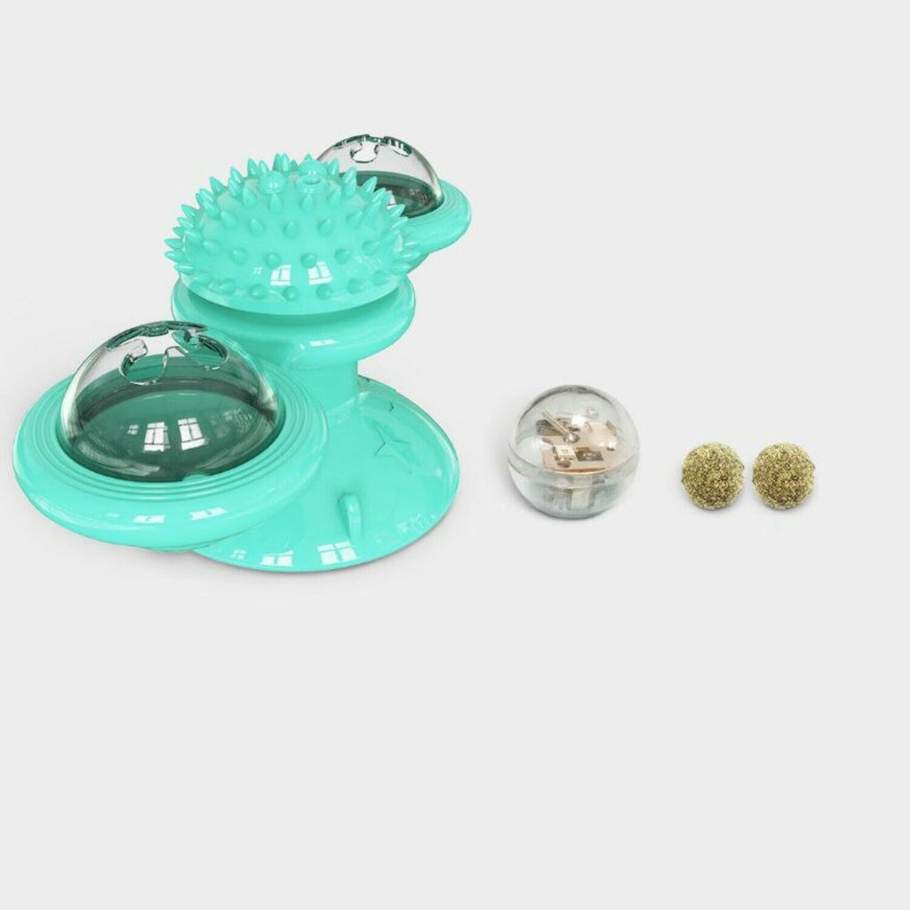 Rotating Windmill Cat Toy – Interactive Suction Cup Spinner with Catnip & Teeth Cleaning Ball