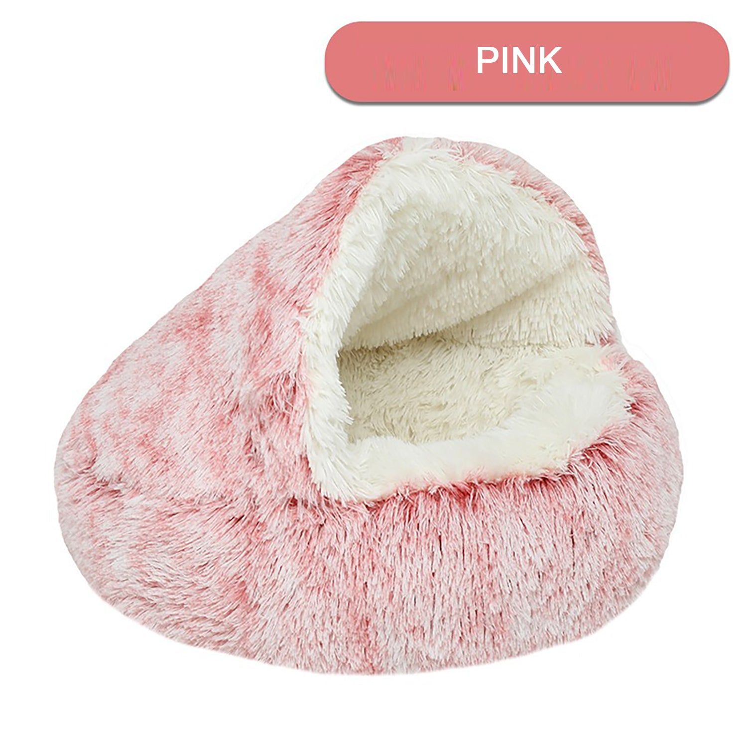 Luxury Plush Round Cat Bed – Cozy Hooded Donut Nest