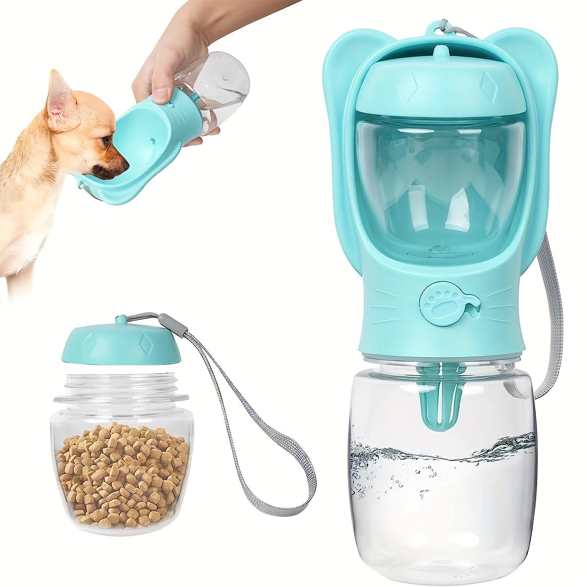 Portable Dog Water Bottle & Food Container – Leak-Proof Travel Dispenser for Pets