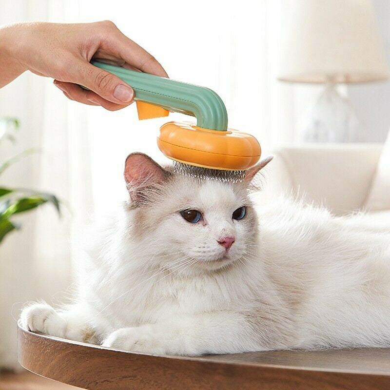 Pet Pumpkin Slicker Brush – Self-Cleaning Grooming Brush for Dogs, Cats & Small Pets