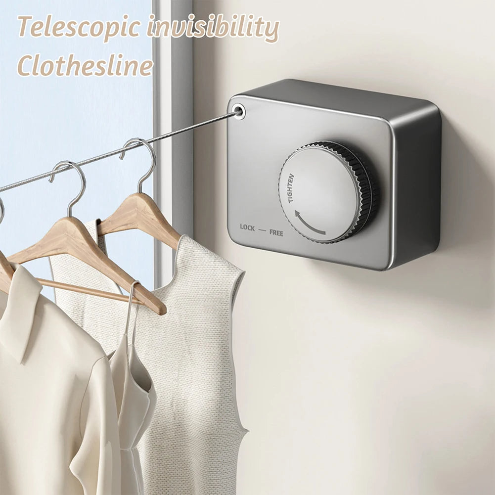 Wall-Mounted Retractable Clothesline – Telescopic Rust-Proof Anti-Sag Laundry Wire for Indoor/Outdoor Drying