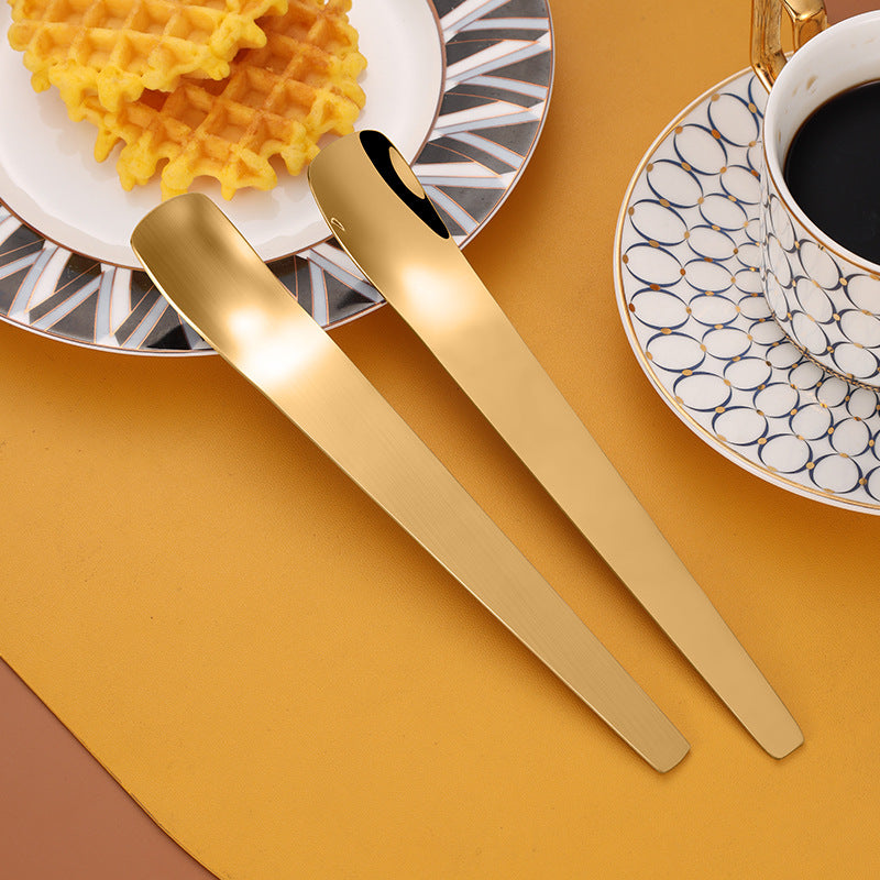 Premium Gold Stainless Steel Dessert Spoon – Coffee Mixer & Ice Cream Spoon