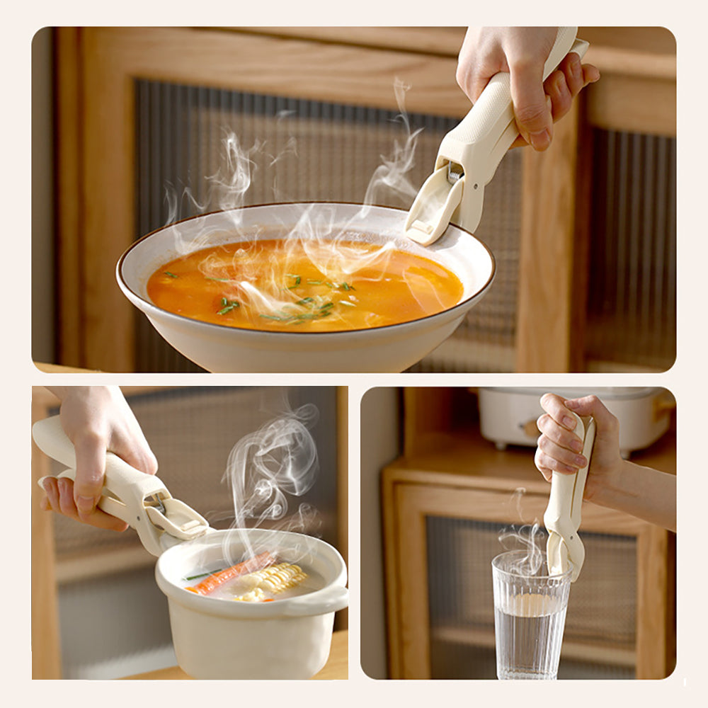 Silicone Non-Slip Pot & Plate Gripper – Anti-Scalding Stainless Steel Tongs