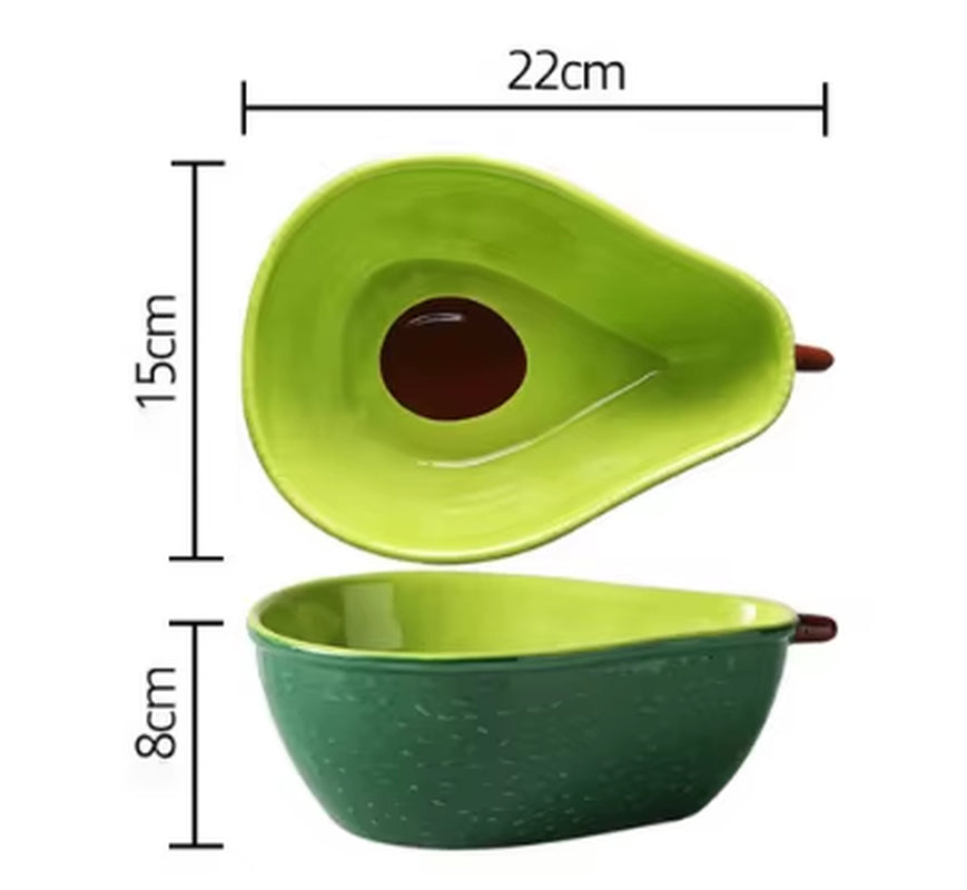 Avocado Shape Ceramic Dish for Fruit, Salad, Snacks & Soup – 6.5 Inch