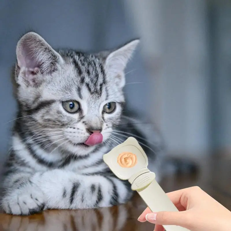 Cat Treat Spoon Feeder – Reusable Lickable Wet Food & Squeeze Spoon