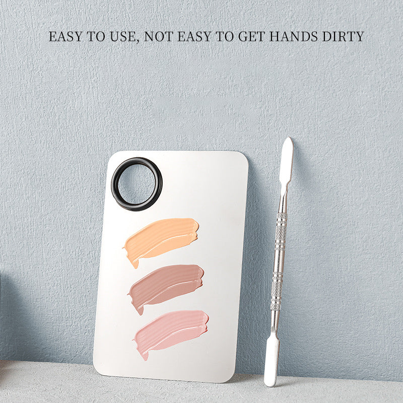 Stainless Steel Cosmetic Mixing Palette with Spatula – Makeup & Nail Art Tool