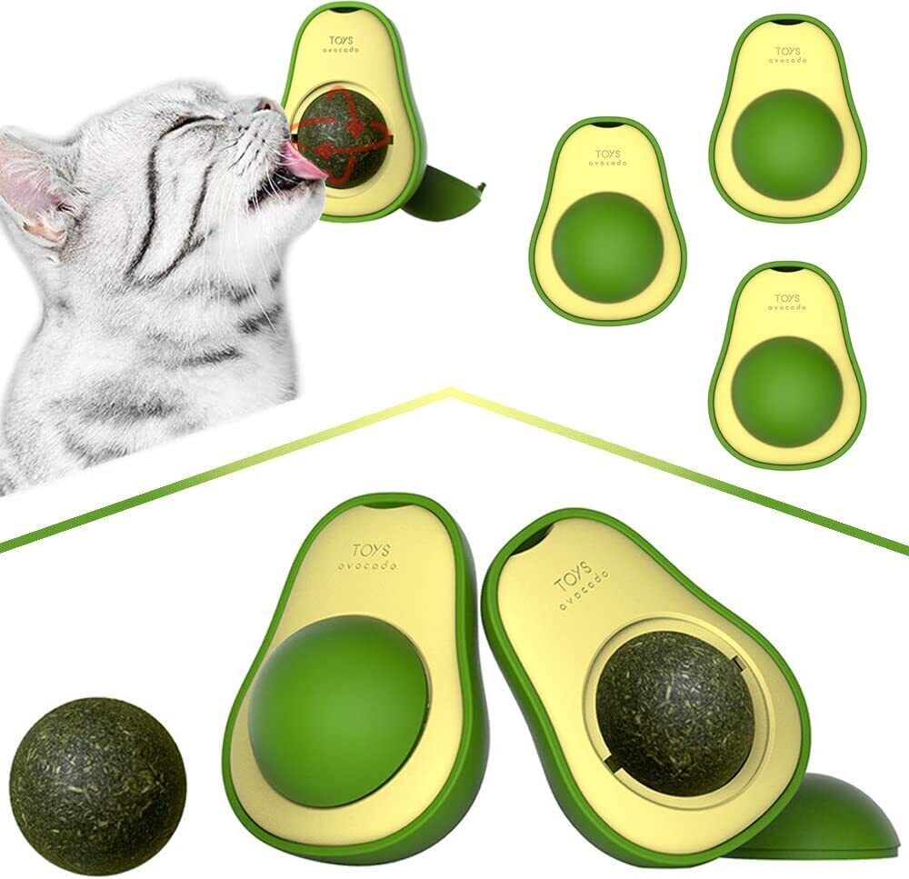 Interactive Avocado Catnip Toy – Mint Ball for Cat Dental Cleaning & Play