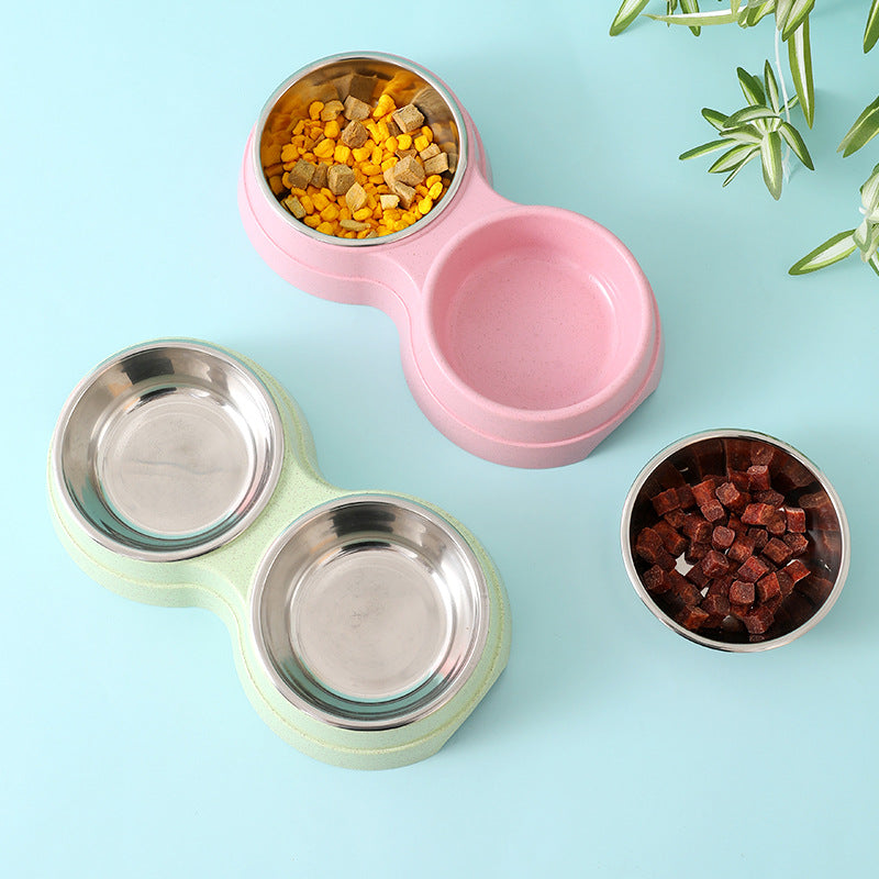 Stainless Steel Double Pet Feeding Bowls for Dogs and Cats
