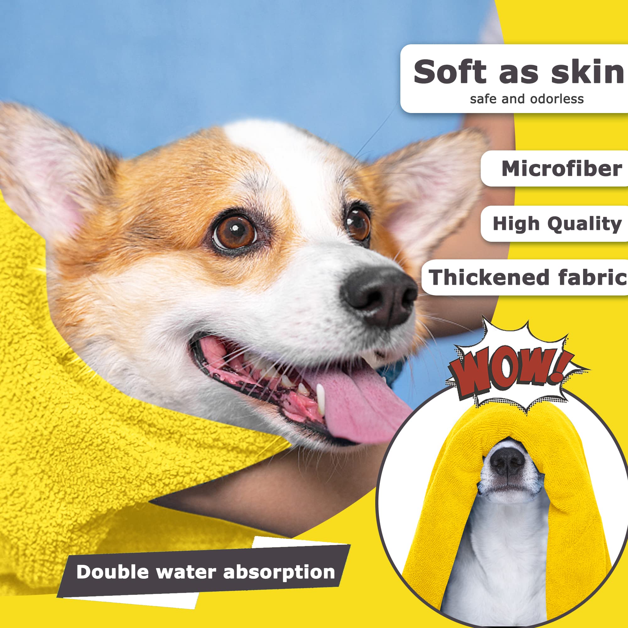 Quick-Dry Microfiber Dog Towel – Soft Super Absorbent Pet Bath Towel for Dogs & Cats
