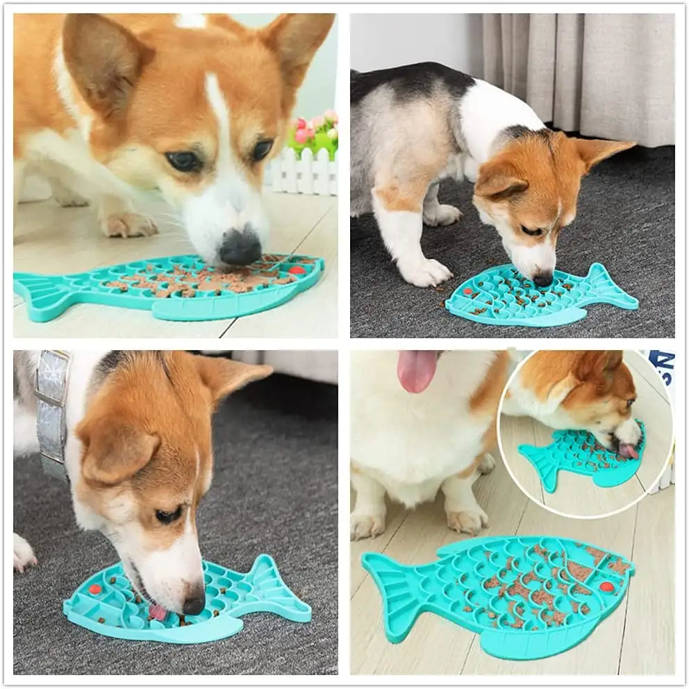 Silicone Lick Mat for Pet Dogs Slow Food Plate Rice Bowl for Small Medium Dog anti Gulping Choking Feeder Puppy Treat Dispenser