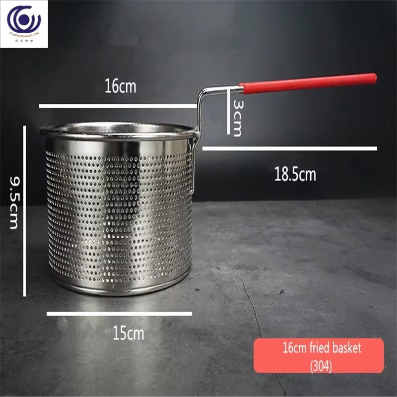 Stainless Steel Noodle Scoop with Long Handle for Boiling & Frying