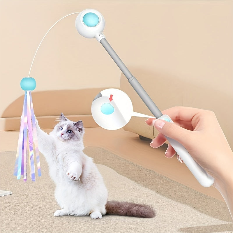 Cat Teaser Stick with Feather Head – Interactive Exercise Toy for Indoor Cats