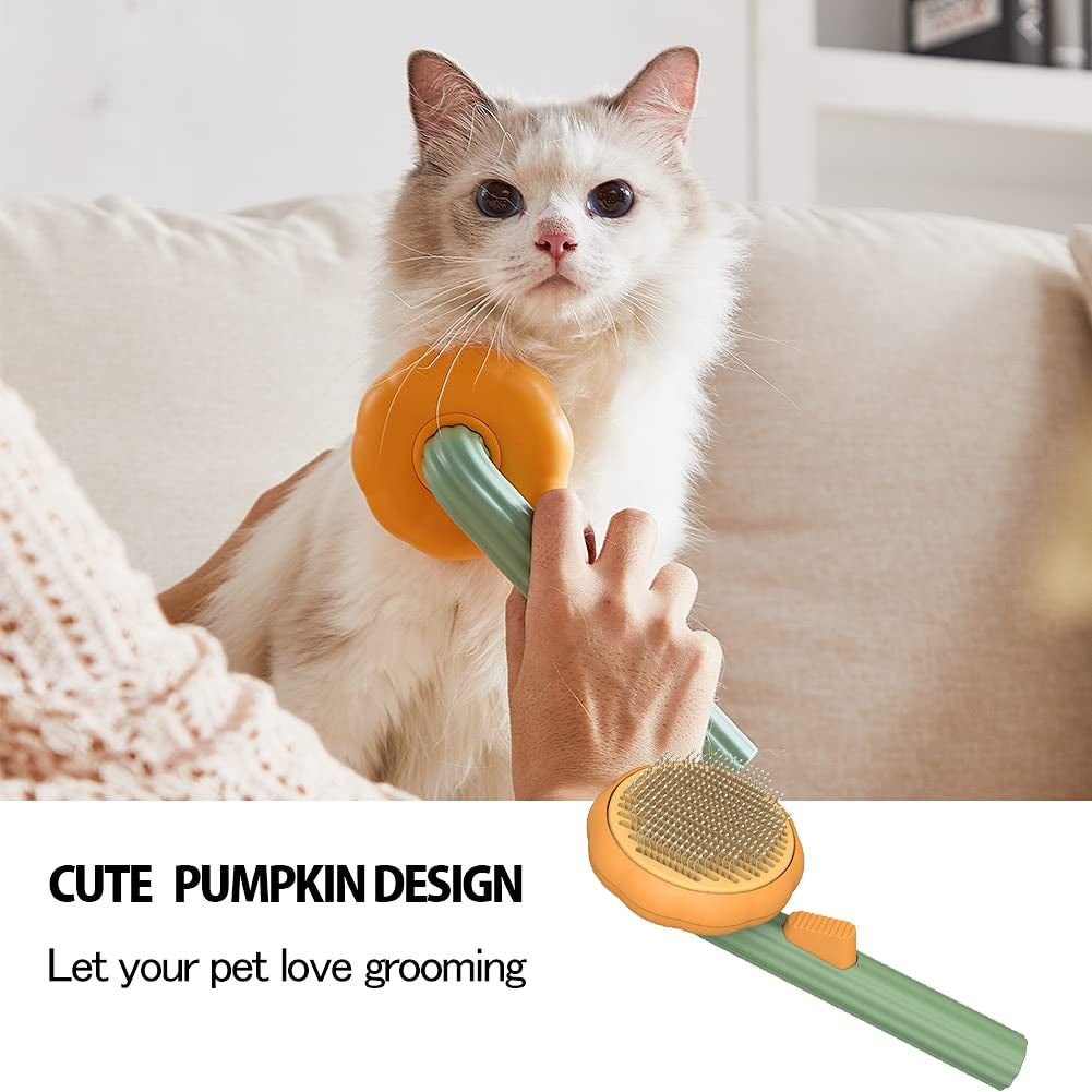 Pet Pumpkin Slicker Brush – Self-Cleaning Grooming Brush for Dogs, Cats & Small Pets