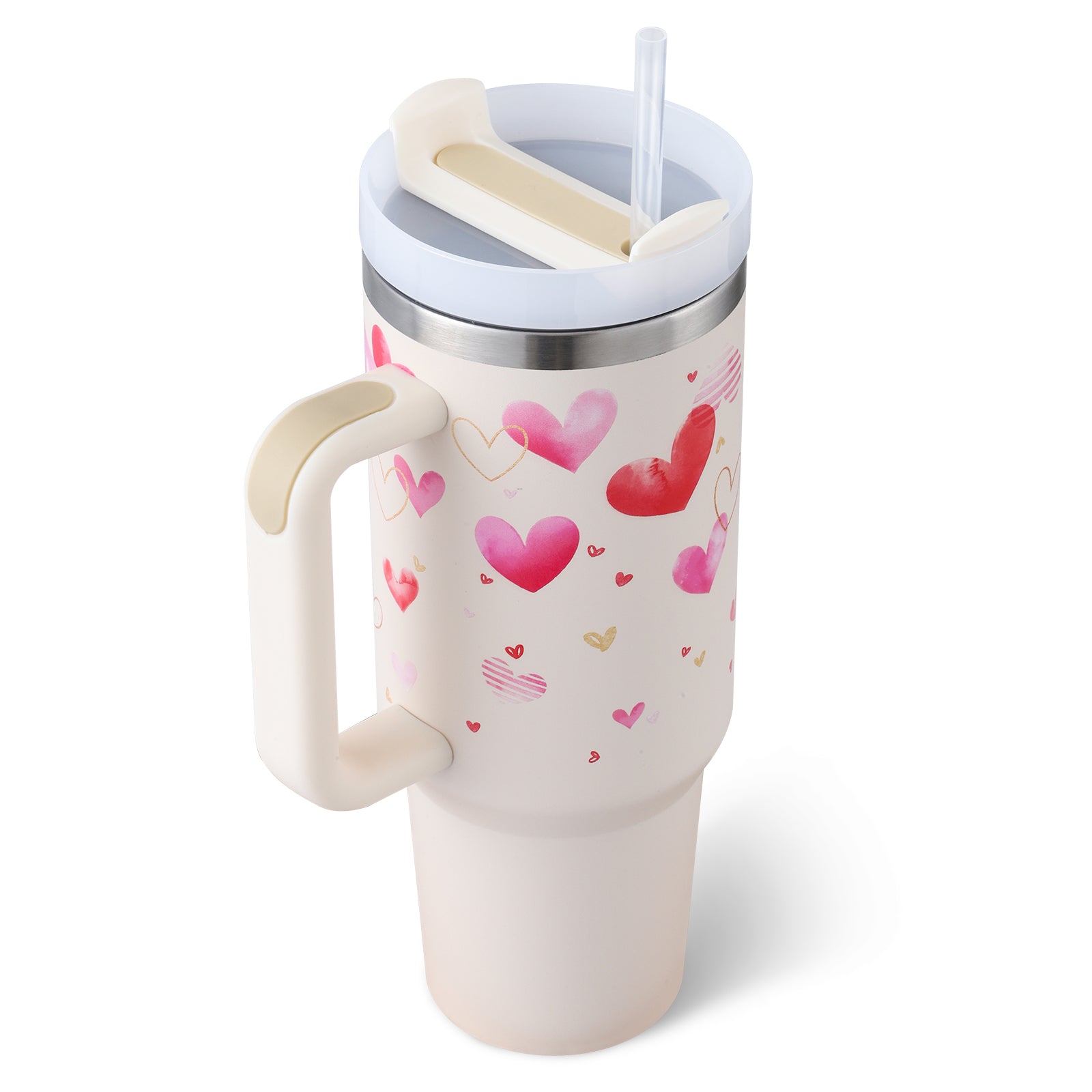 Premium 40oz Insulated Tumbler with Handle & Straw – Stainless Steel Vacuum Mug for Travel & Gifting