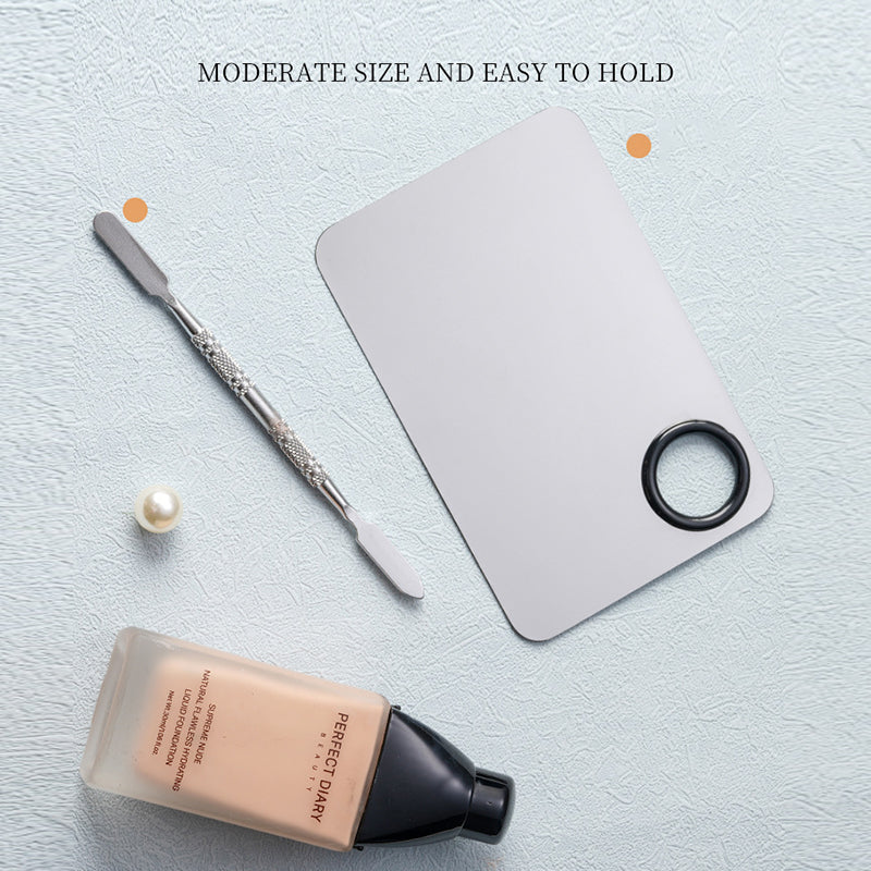 Stainless Steel Cosmetic Mixing Palette with Spatula – Makeup & Nail Art Tool