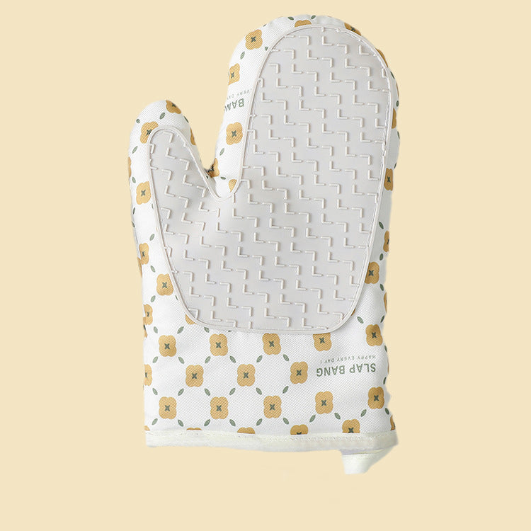 Kitchen Oven Gloves – Heat-Insulated Anti-Scalding Cotton Mitts for Microwave & Baking