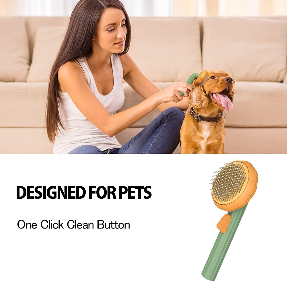 Pet Pumpkin Slicker Brush – Self-Cleaning Grooming Brush for Dogs, Cats & Small Pets