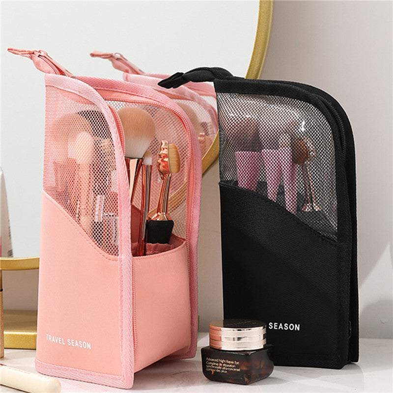 Foldable Stand-Up Makeup Brush Case – Waterproof Travel Cosmetic Bag