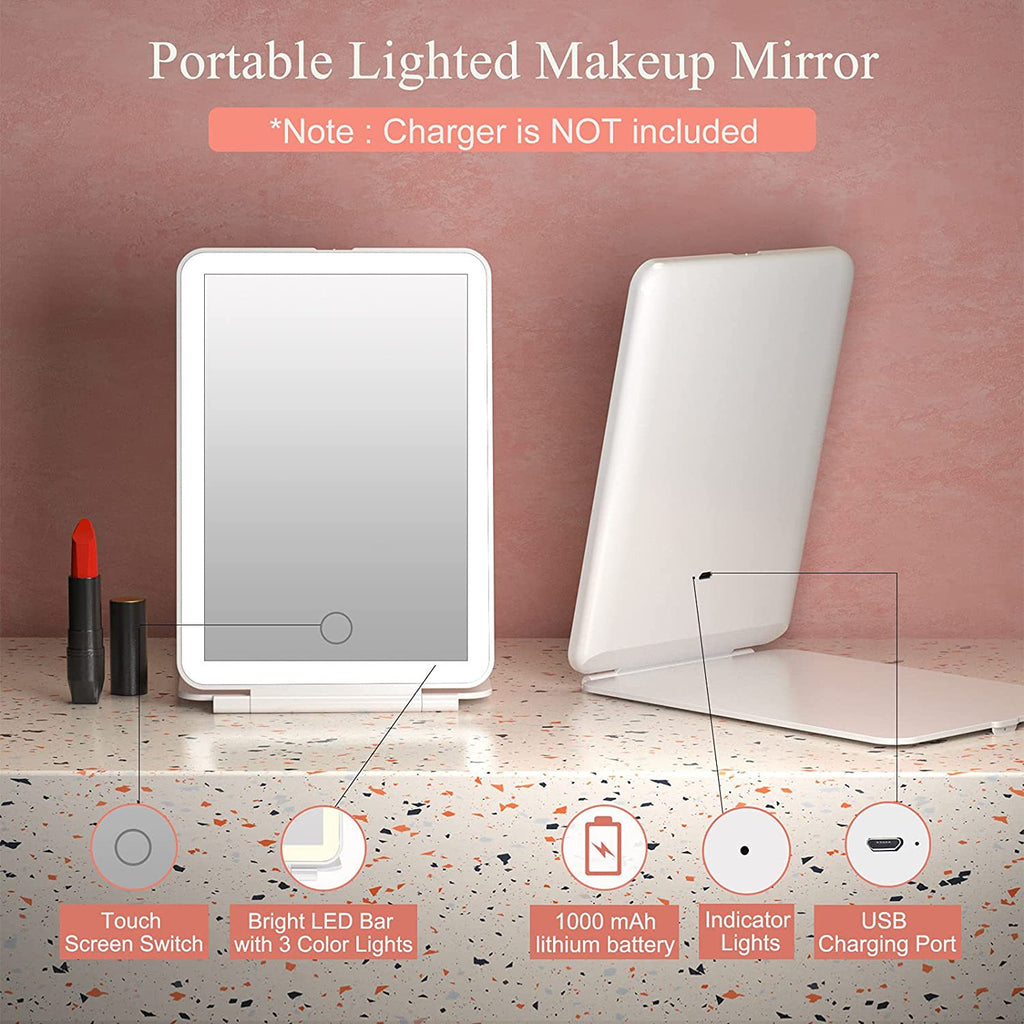 Foldable with Light Touch Led Make-Up Mirror