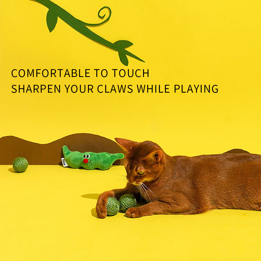 Interactive Cat Toy Balls – 3-Piece Sisal Chew Set