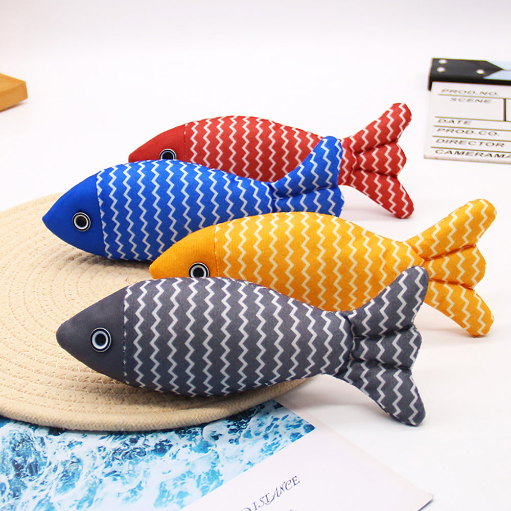 Catnip Fish Cat Toy – Burlap Kicker Pillow with Crinkle Sound
