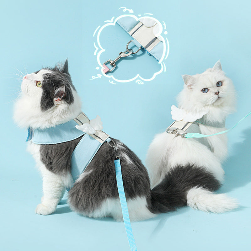 Adjustable Cat Harness & Leash Set – Angel Wings Design