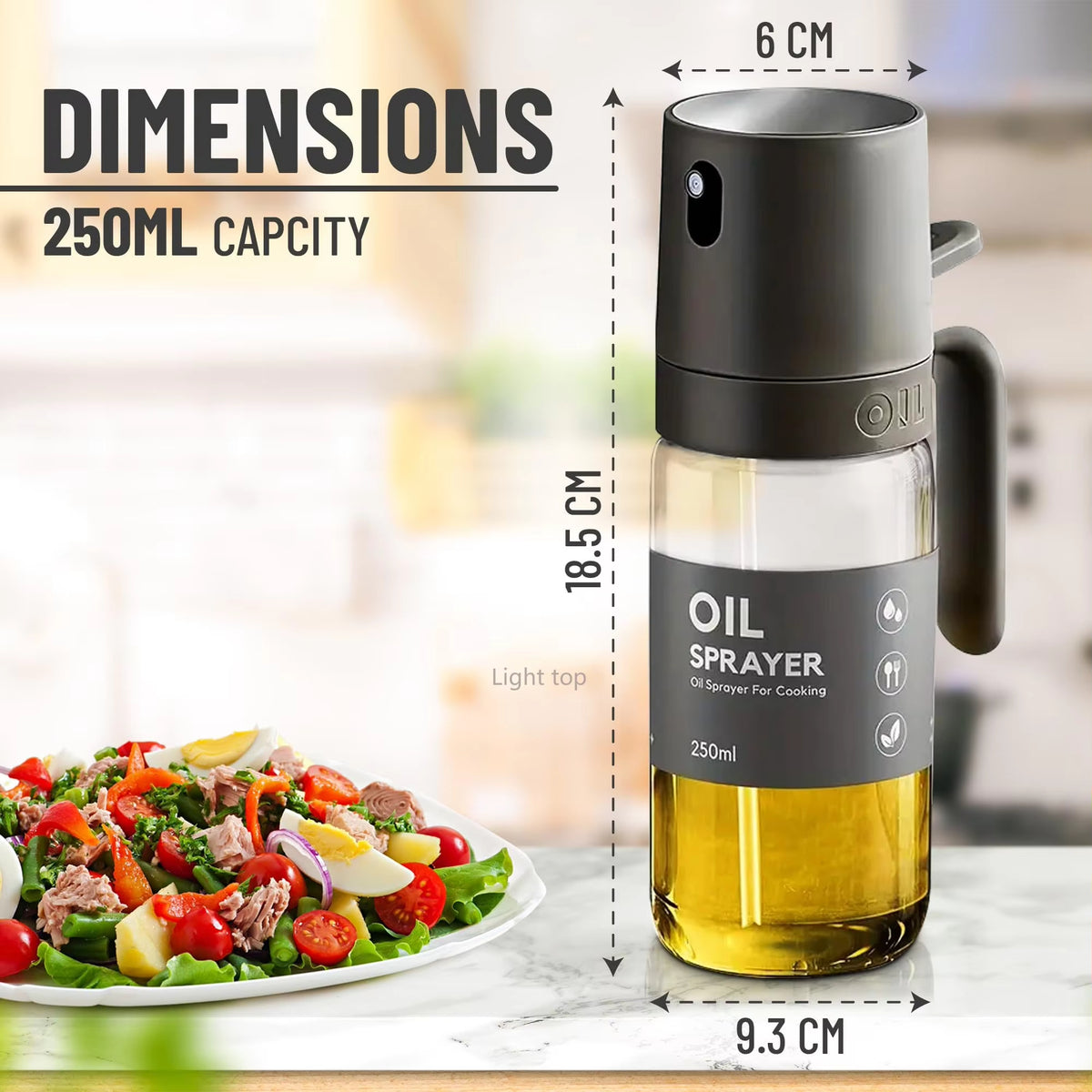 Premium Glass Oil Sprayer Bottle – Olive Oil Mister for Cooking & Baking