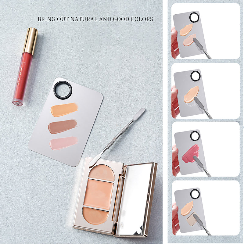 Stainless Steel Cosmetic Mixing Palette with Spatula – Makeup & Nail Art Tool