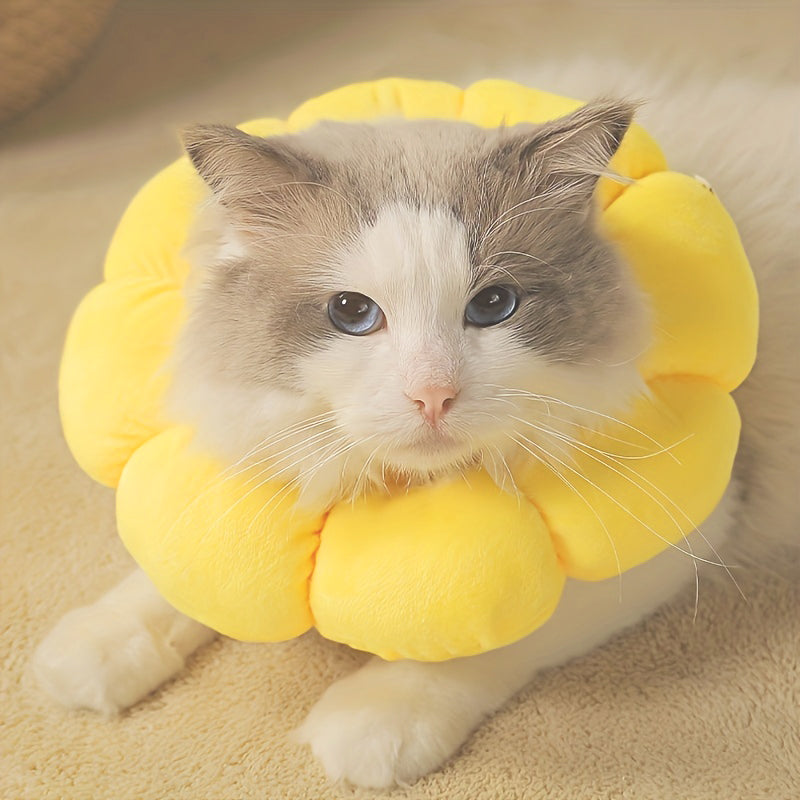 Adjustable Pet Recovery Collar – Sunflower Cone for Wound Healing & Surgery