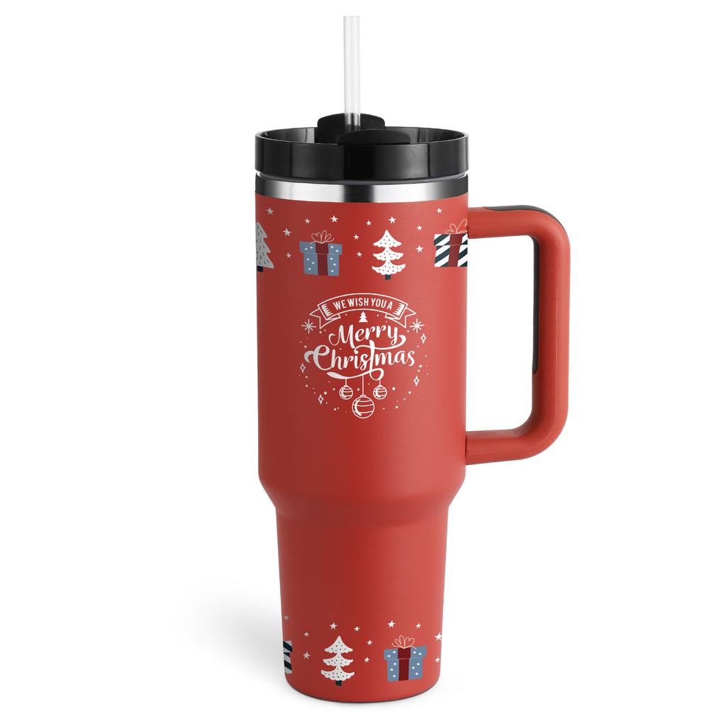 Premium 40oz Insulated Tumbler with Handle & Straw – Stainless Steel Vacuum Mug for Travel & Gifting