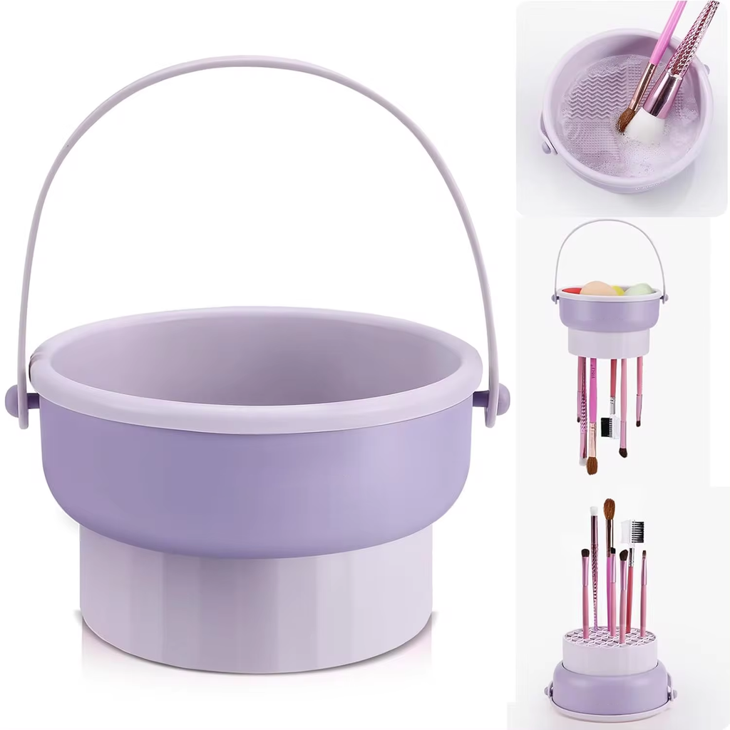 Makeup Brush Cleaning Bowl & Drying Rack Set