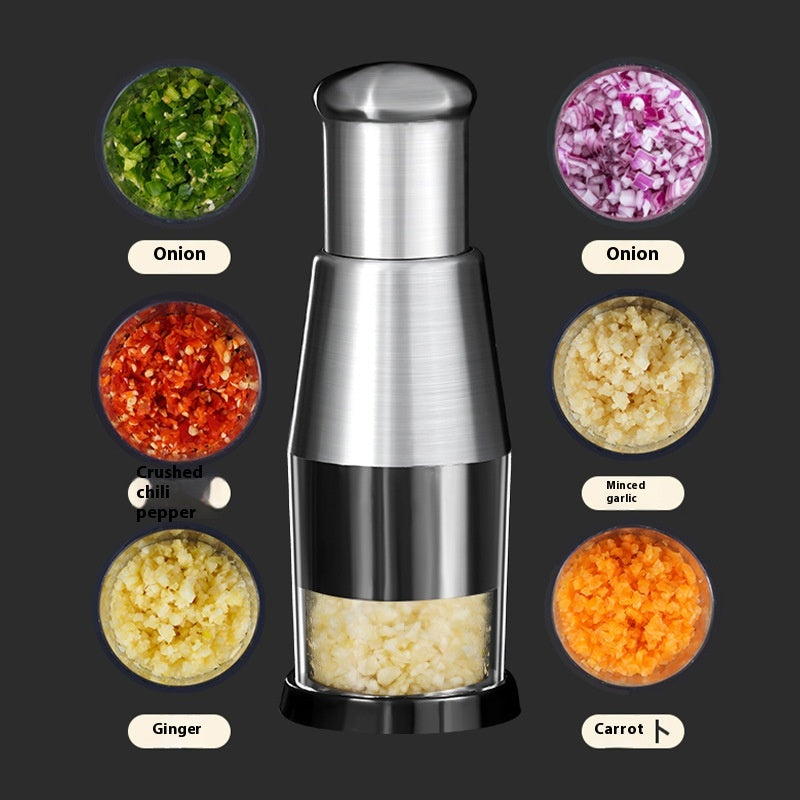 Manual Stainless Steel Vegetable & Garlic Chopper – Mini Hand-Press Onion Mincer