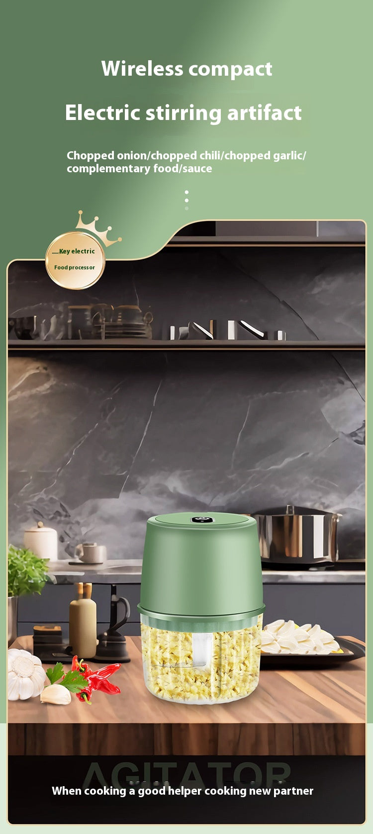 Portable USB Rechargeable Electric Garlic Crusher – Wireless Mini Food Chopper & Kitchen Mixer