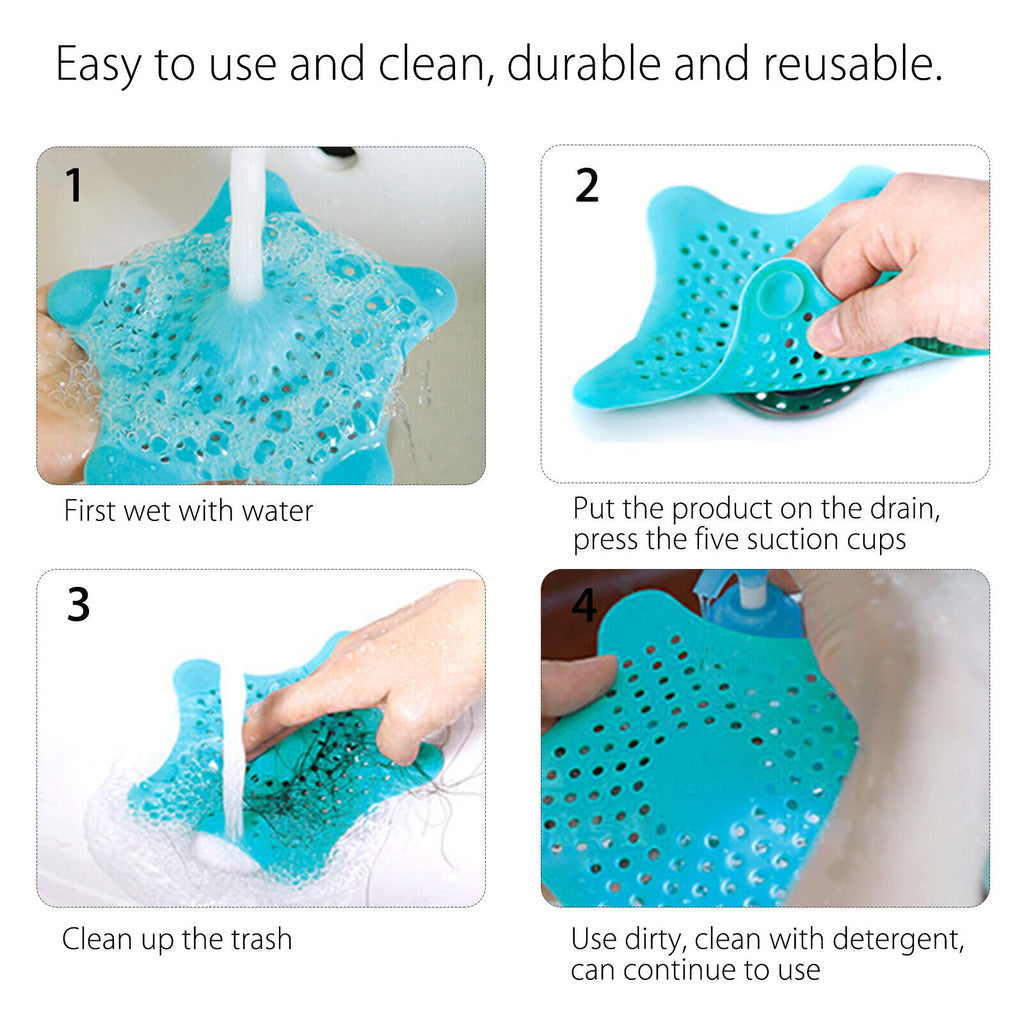 Premium Silicone Starfish Drain Filters (3PCS) – Anti-Clog Hair Catcher Set