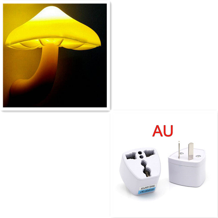 LED Night Light Mushroom Wall Socket Lamp EU US Plug Warm White Light-Control Sensor Bedroom Light Home Decoration