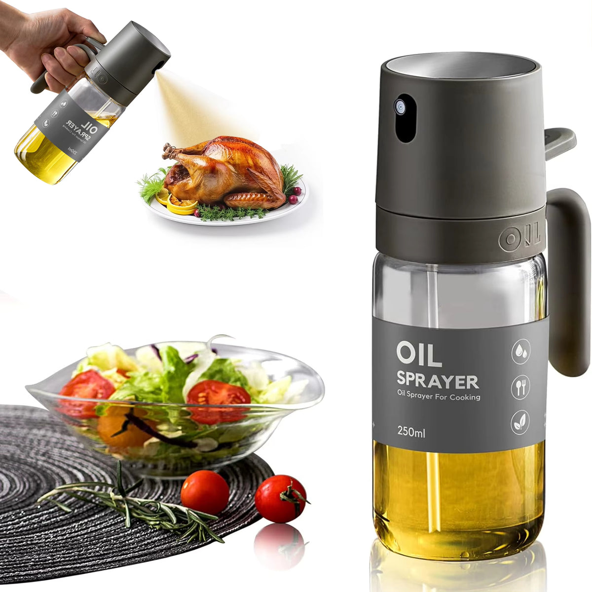Premium Glass Oil Sprayer Bottle – Olive Oil Mister for Cooking & Baking