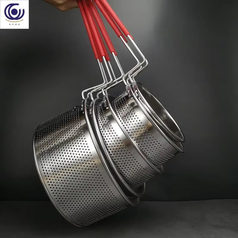 Stainless Steel Noodle Scoop with Long Handle for Boiling & Frying