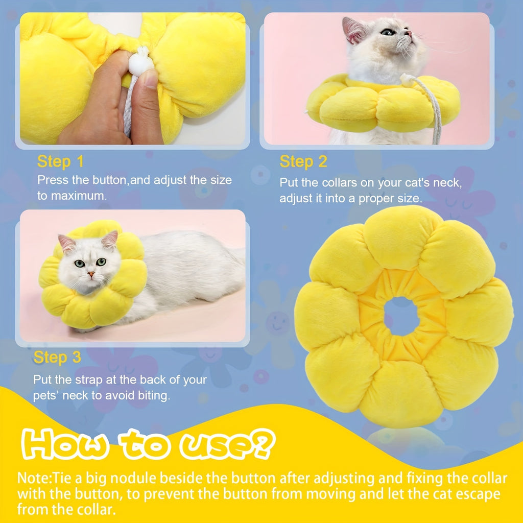 Adjustable Pet Recovery Collar – Sunflower Cone for Wound Healing & Surgery