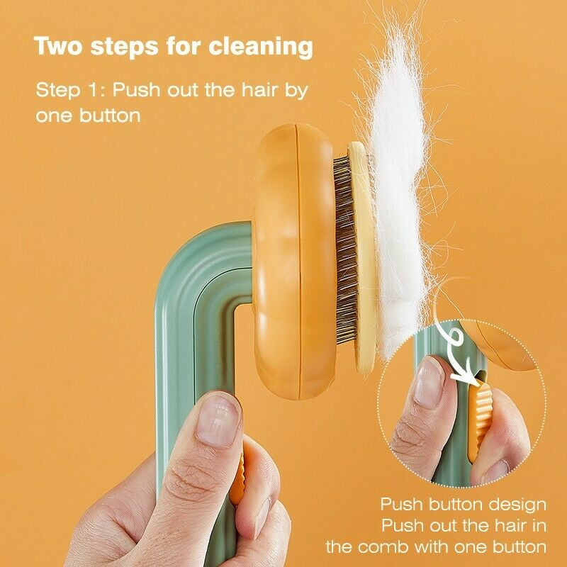 Pet Pumpkin Slicker Brush – Self-Cleaning Grooming Brush for Dogs, Cats & Small Pets