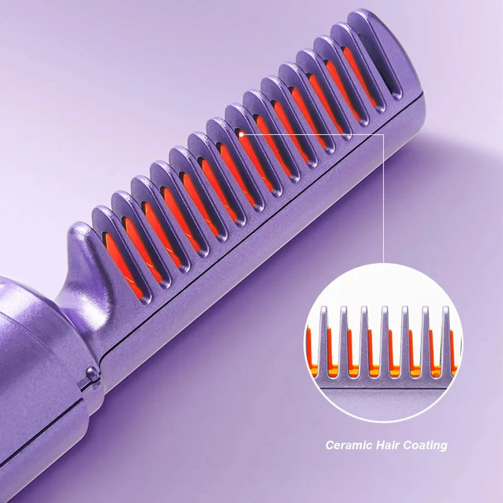 Wireless Negative Ion Hair Straightening & Curling Brush