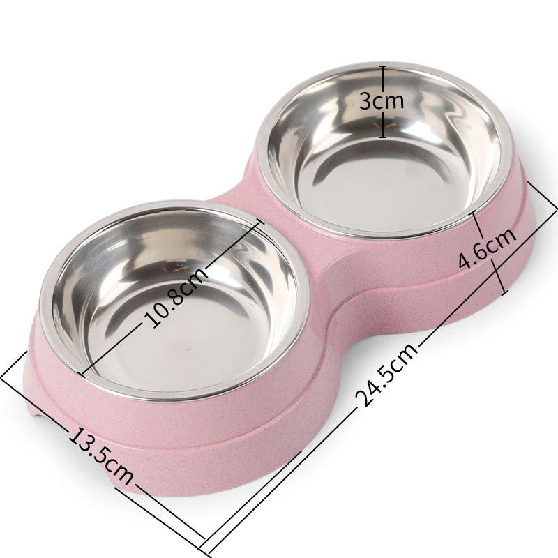Stainless Steel Double Pet Feeding Bowls for Dogs and Cats