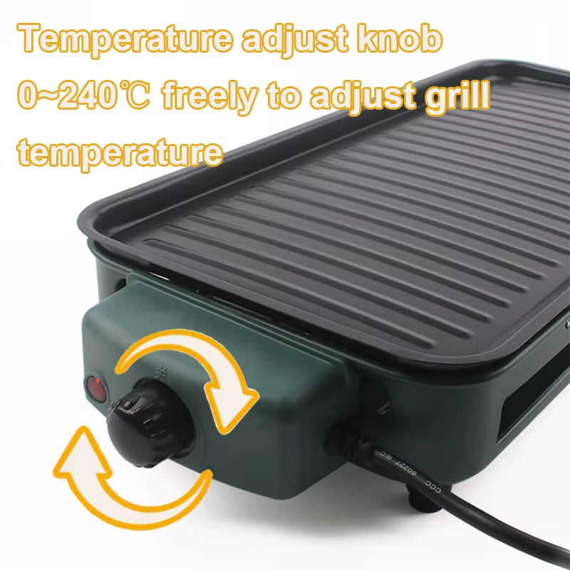 Household Electric Grill with Smokeless Griddle for BBQ, Baking & Roasting